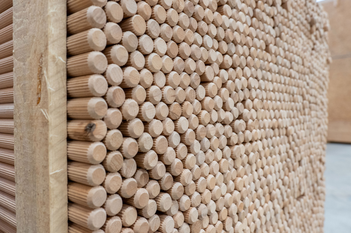 STRATTURA Naturholzdecken, gedübelter Brettstapel